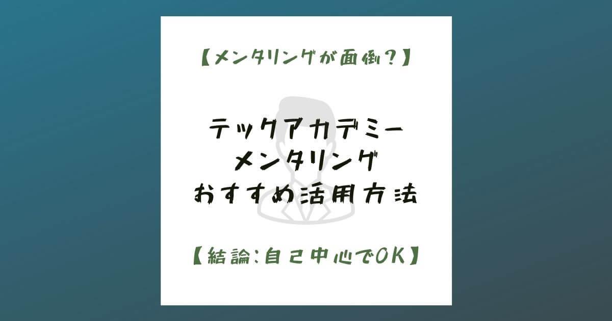 テックアカデミーのメンタリングがいらない？【オススメの活用方法紹介】
